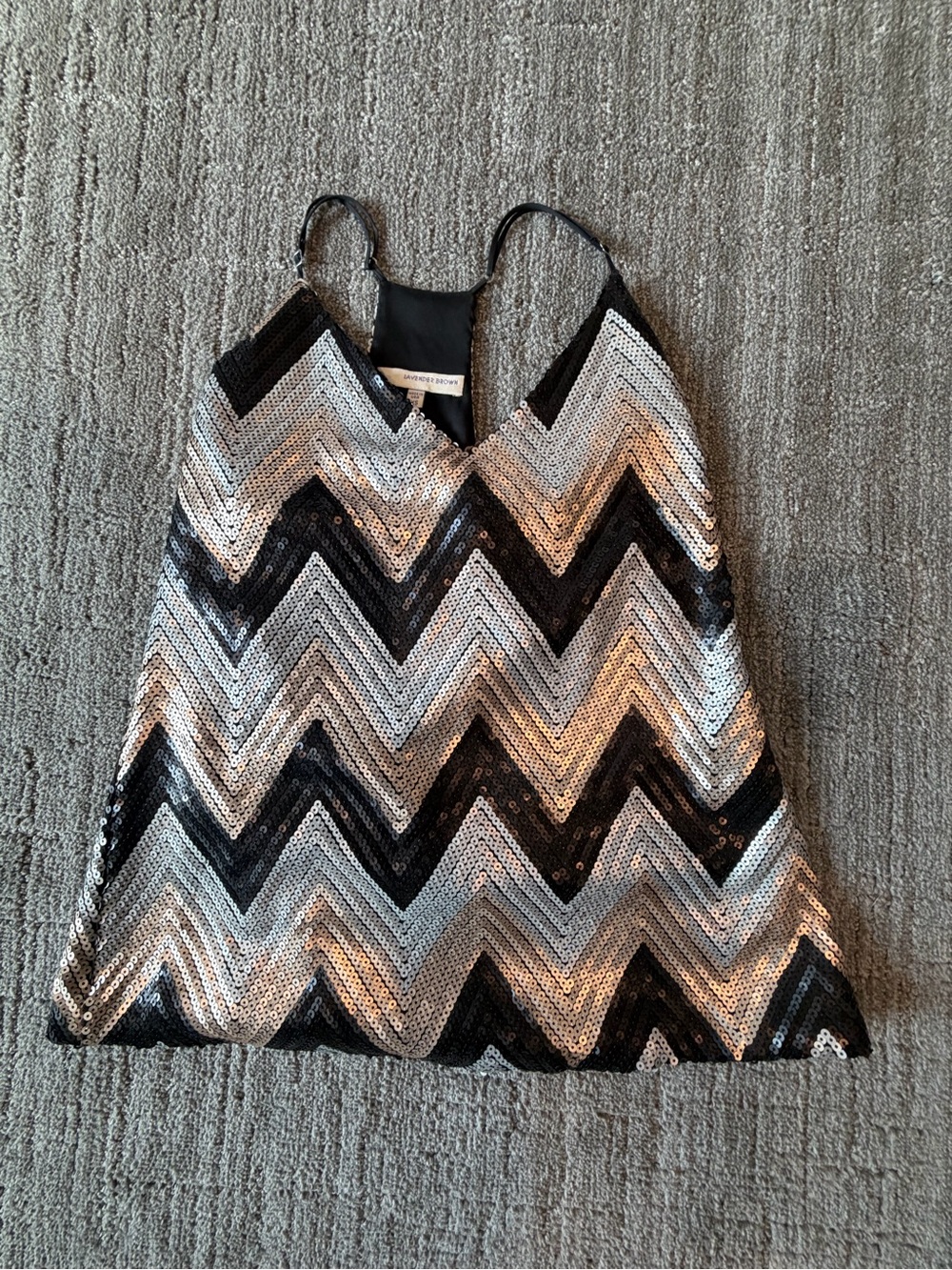 Lavender Brown Black & Silver Sequin Chevron Tank